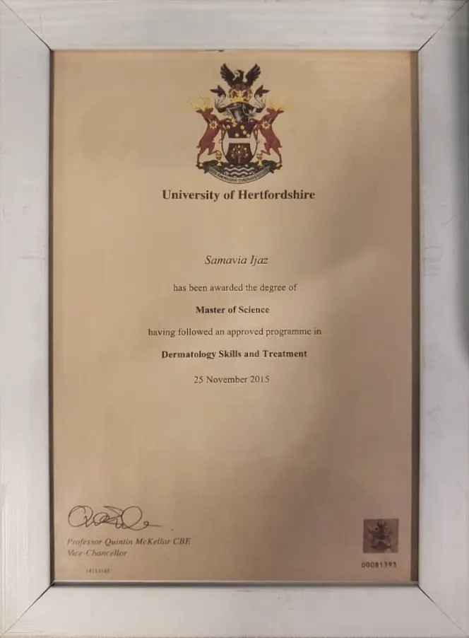 Dr. Samavia Master of Science - University of Hertfordshire